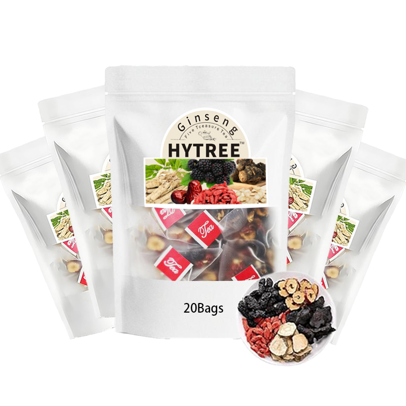 Kidney tea formula Ginseng Five Treasure TeaCombination Scented Tea Eight Treasure Tea RedDate Wolfberry Tea Men's Tea Health TeaMulberry Herbal Formula Health Tea 20bags Drink Fruit