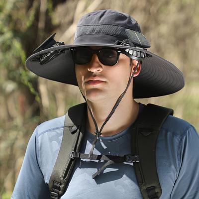 Wide Brim Solar Fan Outdoor Fishing Hat Hats for Men Women & USB Charging,Upf50+