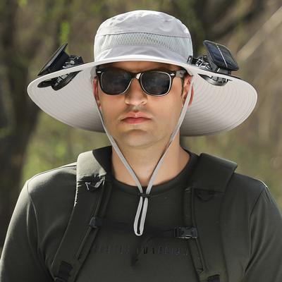 Wide Brim Solar Fan Outdoor Fishing Hat Hats for Men Women & USB Charging,Upf50+