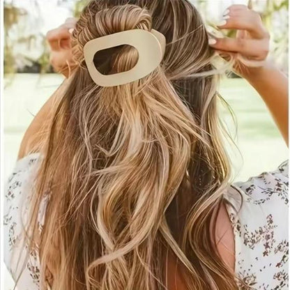 Solid Color Hair Clip, 4pcs Oval Acrylic Hair Clips Set for Women, No Trace Flat Large Hair Clip, Elegant Minimalist Frosted Solid Color Hair Clips for Daily Wear,ldeal Gifts for Her