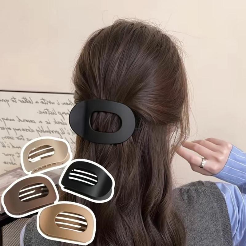 Solid Color Hair Clip, 4pcs Oval Acrylic Hair Clips Set for Women, No Trace Flat Large Hair Clip, Elegant Minimalist Frosted Solid Color Hair Clips for Daily Wear,ldeal Gifts for Her
