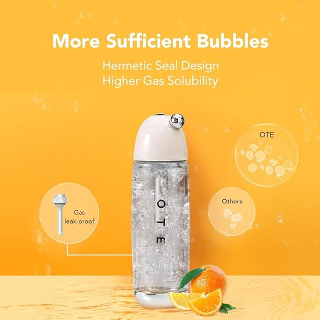 OTE Portable Sparkling Water Maker Soda Maker Machine for home with 20PCS Cylinders 450ml Personal seltzer Carbonators Electroless Double Layer PET Bottle BPA Free Double Pressure Relief Valves