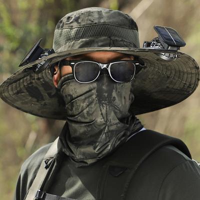 Wide Brim Solar Fan Outdoor Fishing Hat Hats for Men Women & USB Charging,Upf50+