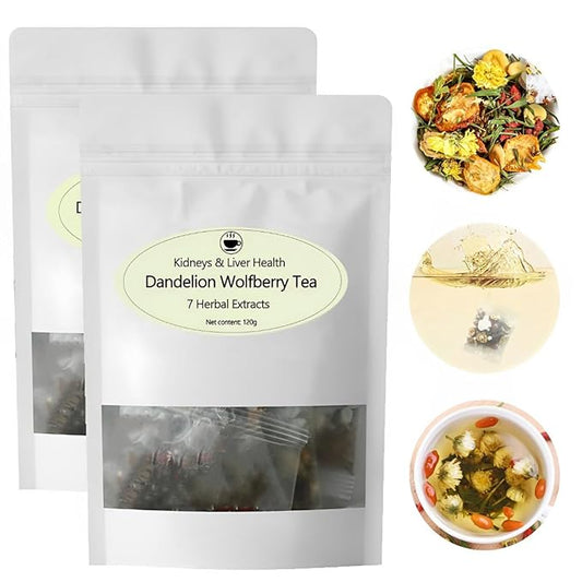 Dandelion Wolfberry Tea - Supports Kidneys & Liver Health with a Natural Blend of Seven Herbal Ingredients 120g per bag Beverage Traditional