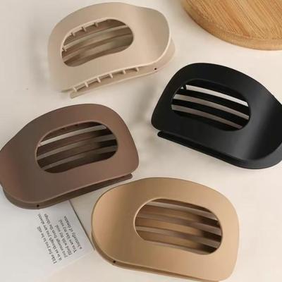 Solid Color Hair Clip, 4pcs Oval Acrylic Hair Clips Set for Women, No Trace Flat Large Hair Clip, Elegant Minimalist Frosted Solid Color Hair Clips for Daily Wear,ldeal Gifts for Her