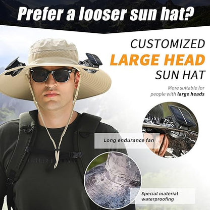 Wide Brim Solar Fan Outdoor Fishing Hat Hats for Men Women & USB Charging,Upf50+