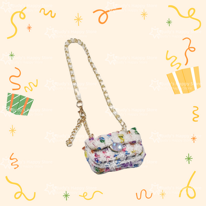 Adorable CC style handbags, each with a functional opening, perfectly complement dresses and women's attire for a charming look