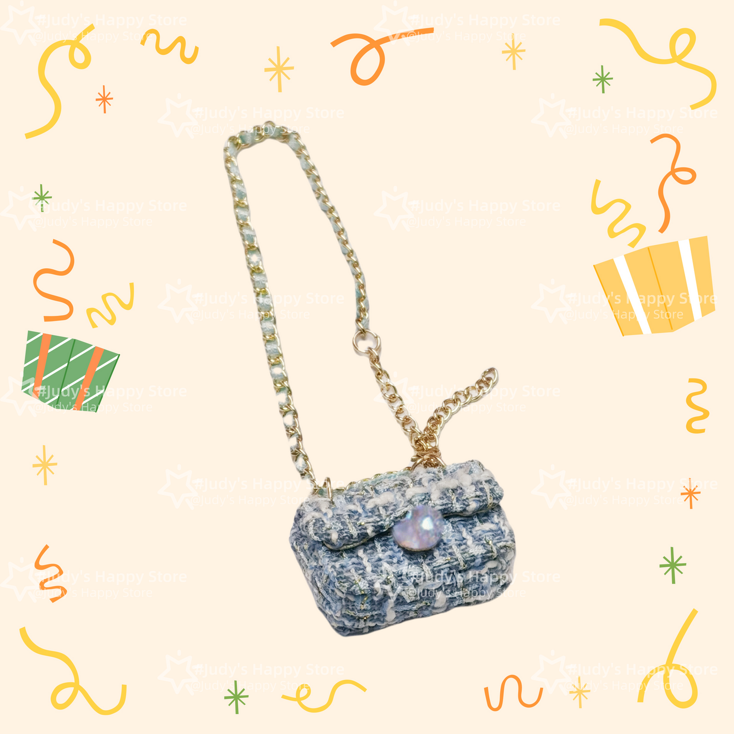 Adorable CC style handbags, each with a functional opening, perfectly complement dresses and women's attire for a charming look