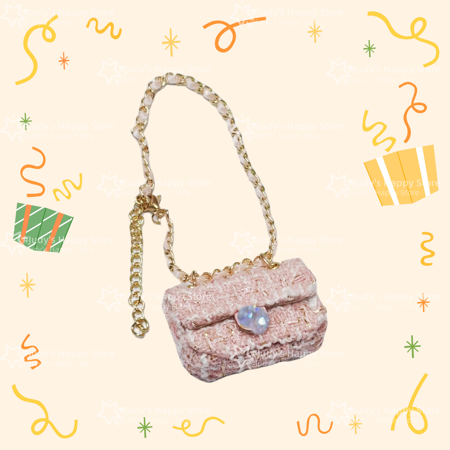 Adorable CC style handbags, each with a functional opening, perfectly complement dresses and women's attire for a charming look