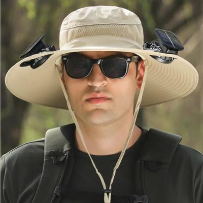 Wide Brim Solar Fan Outdoor Fishing Hat Hats for Men Women & USB Charging,Upf50+